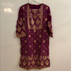 Purple and Gold Embroidered Dress